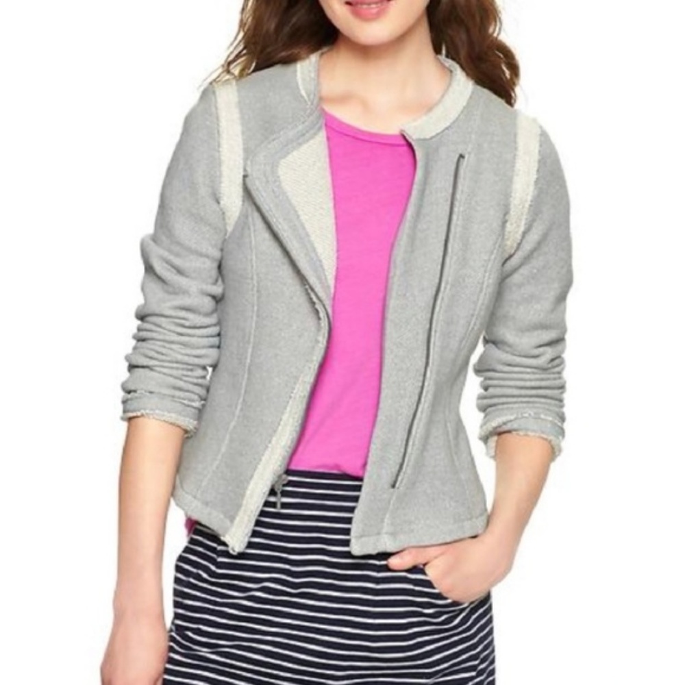 Gap cotton moto jacket in grey heather